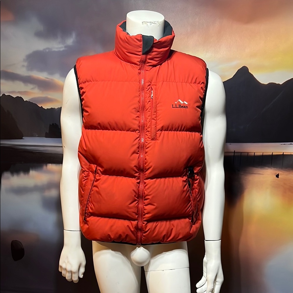 L.L. Bean Men's Vibrant Orange Down Puffer Vest